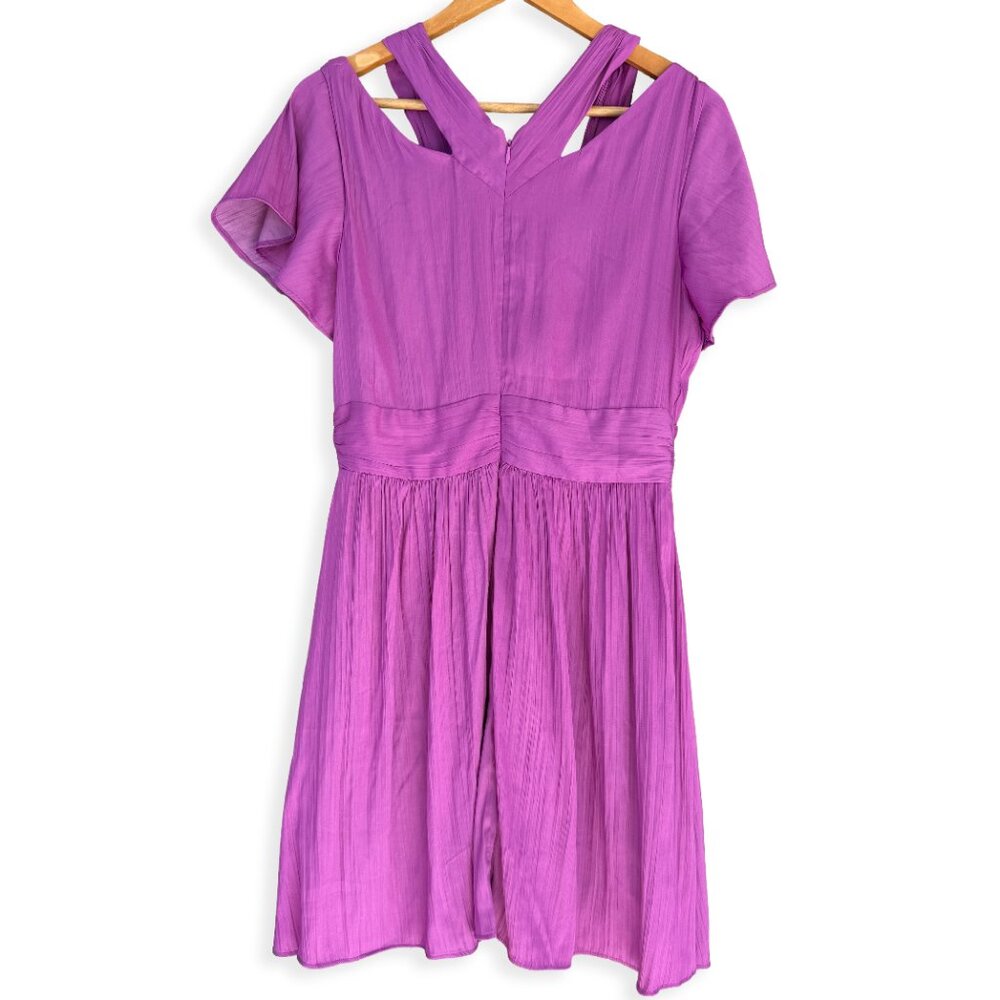 By Anthropologie Amethyst Purple Satin Mini Dress 8 - Picture 6 of 15
